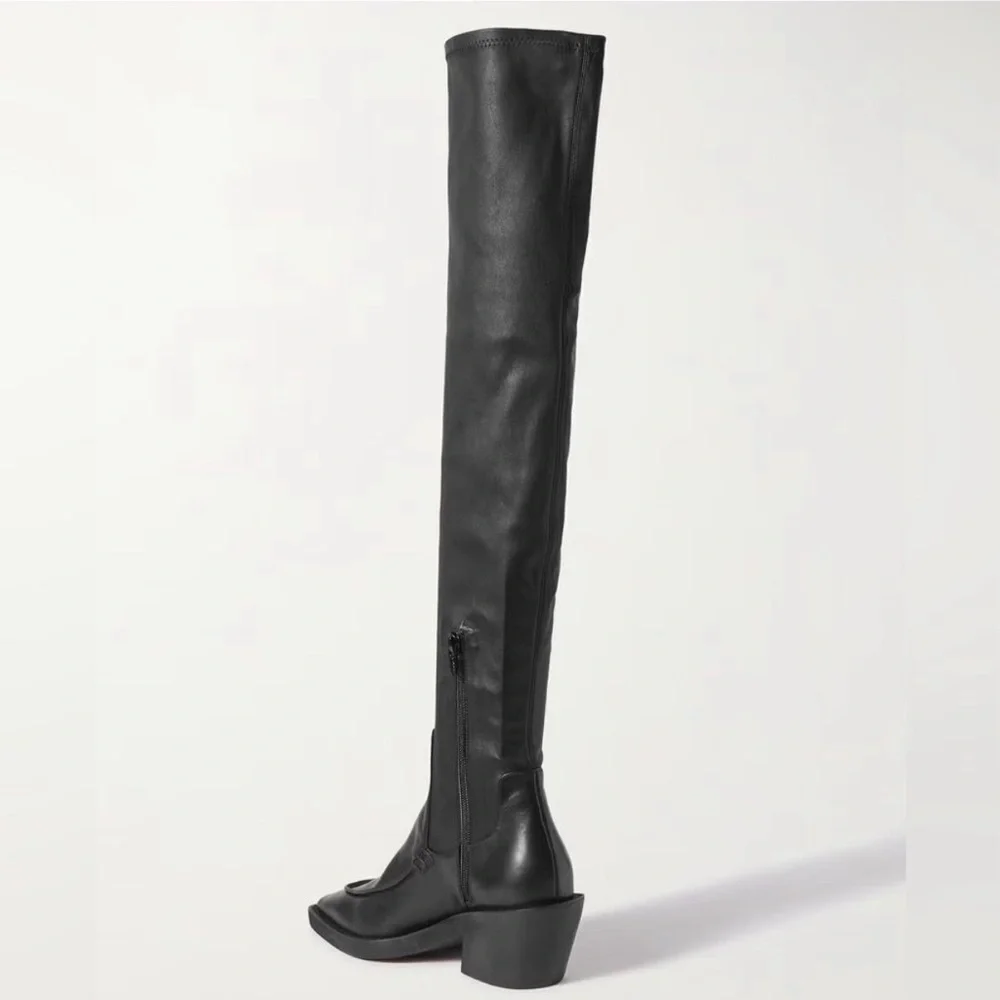 KHAITE Leather Black Over-the-Knee‎ Boots sz 36.5